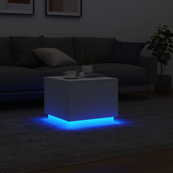 Couchtisch mit LED Weiß 50x50 cm