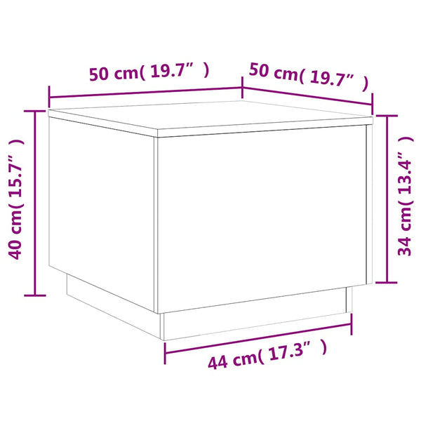 LED Couchtisch Schwarz 50x50 cm