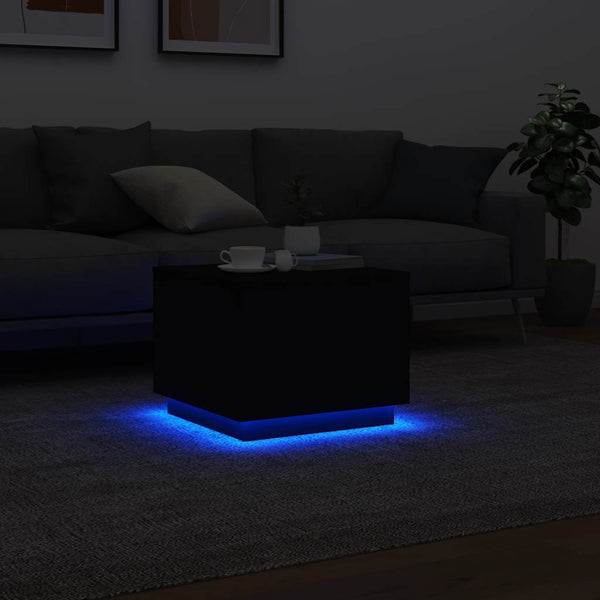 LED Couchtisch Schwarz 50x50 cm