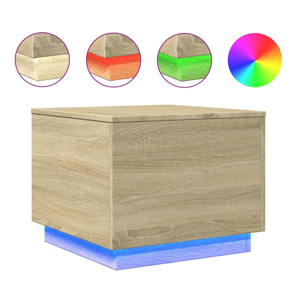 LED Couchtisch Sonoma Eiche 50x50 cm