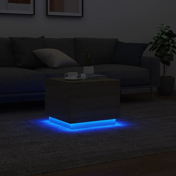 LED Couchtisch Sonoma Eiche 50x50 cm