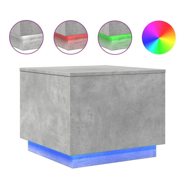 LED Couchtisch Betongrau 50x50 cm