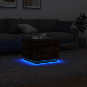Couchtisch Räuchereiche mit LED 50x50 cm