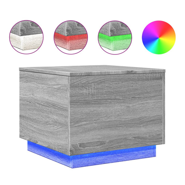 LED Couchtisch Grau Sonoma 50x50 cm