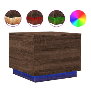 Couchtisch mit LED Braun Eichen-Optik 50x50 cm