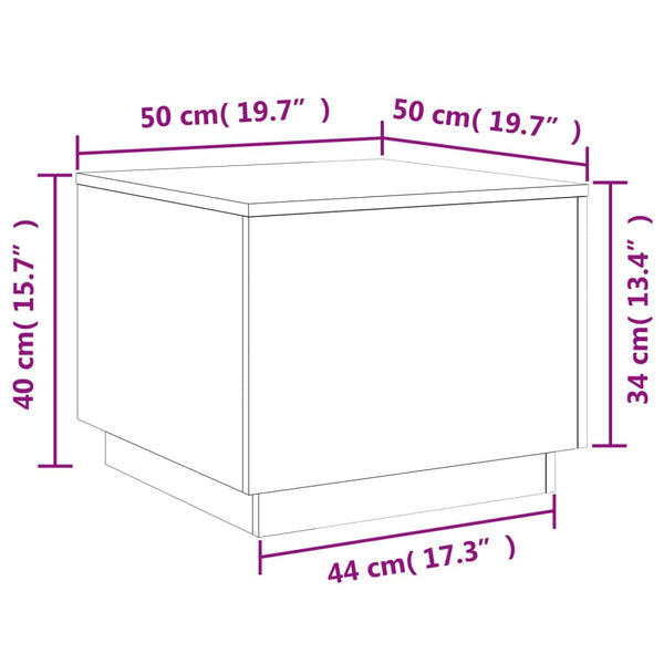 Couchtisch mit LED Braun Eichen-Optik 50x50 cm