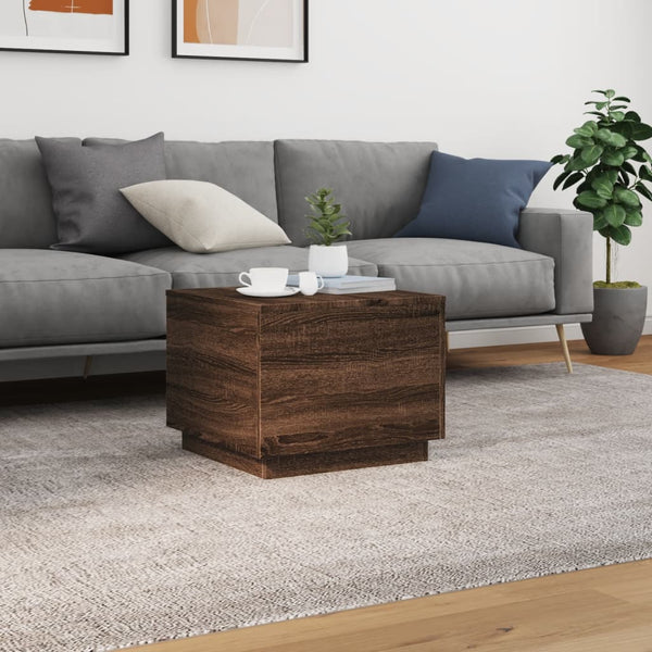 Couchtisch mit LED Braun Eichen-Optik 50x50 cm