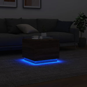 Couchtisch mit LED Braun Eichen-Optik 50x50 cm