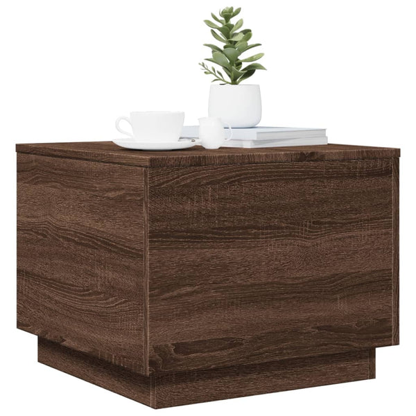 Couchtisch mit LED Braun Eichen-Optik 50x50 cm