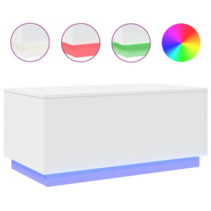 Couchtisch Weiß LED 90x50 cm
