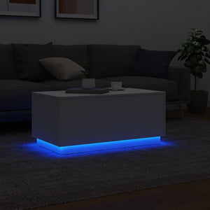 Couchtisch Weiß LED 90x50 cm