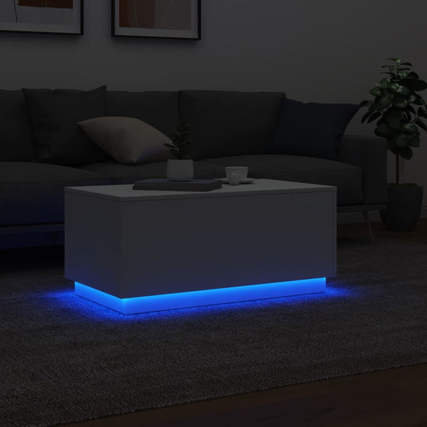 Couchtisch Weiß LED 90x50 cm