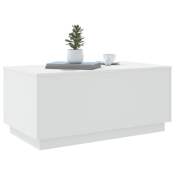 Couchtisch Weiß LED 90x50 cm