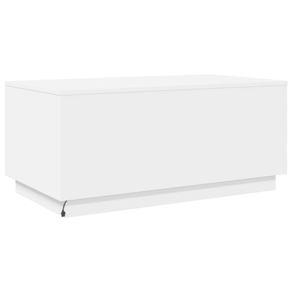 Couchtisch Weiß LED 90x50 cm