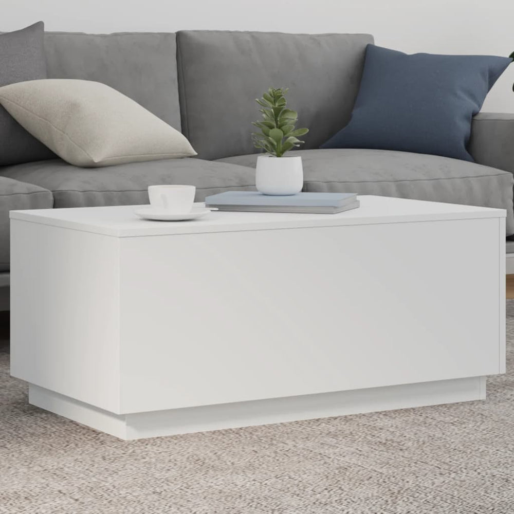 Couchtisch Weiß LED 90x50 cm