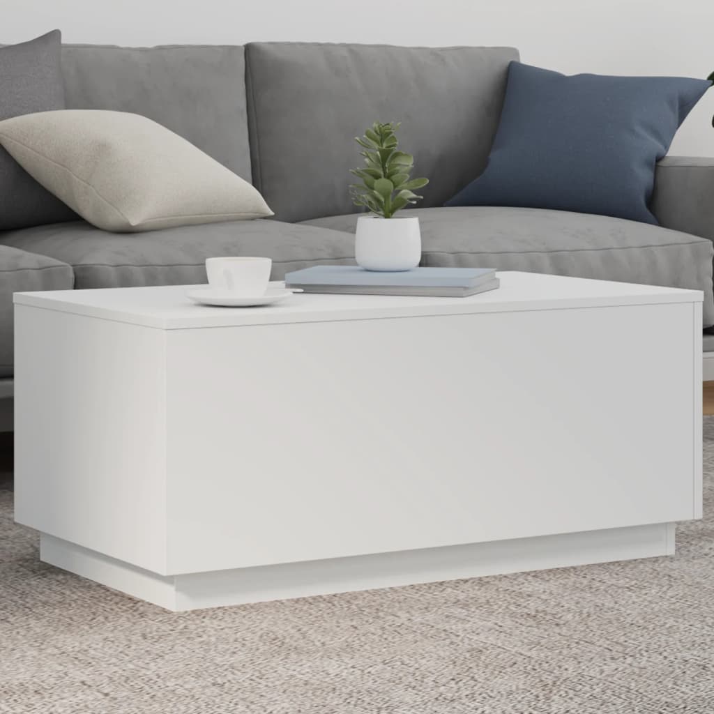 Couchtisch Weiß LED 90x50 cm