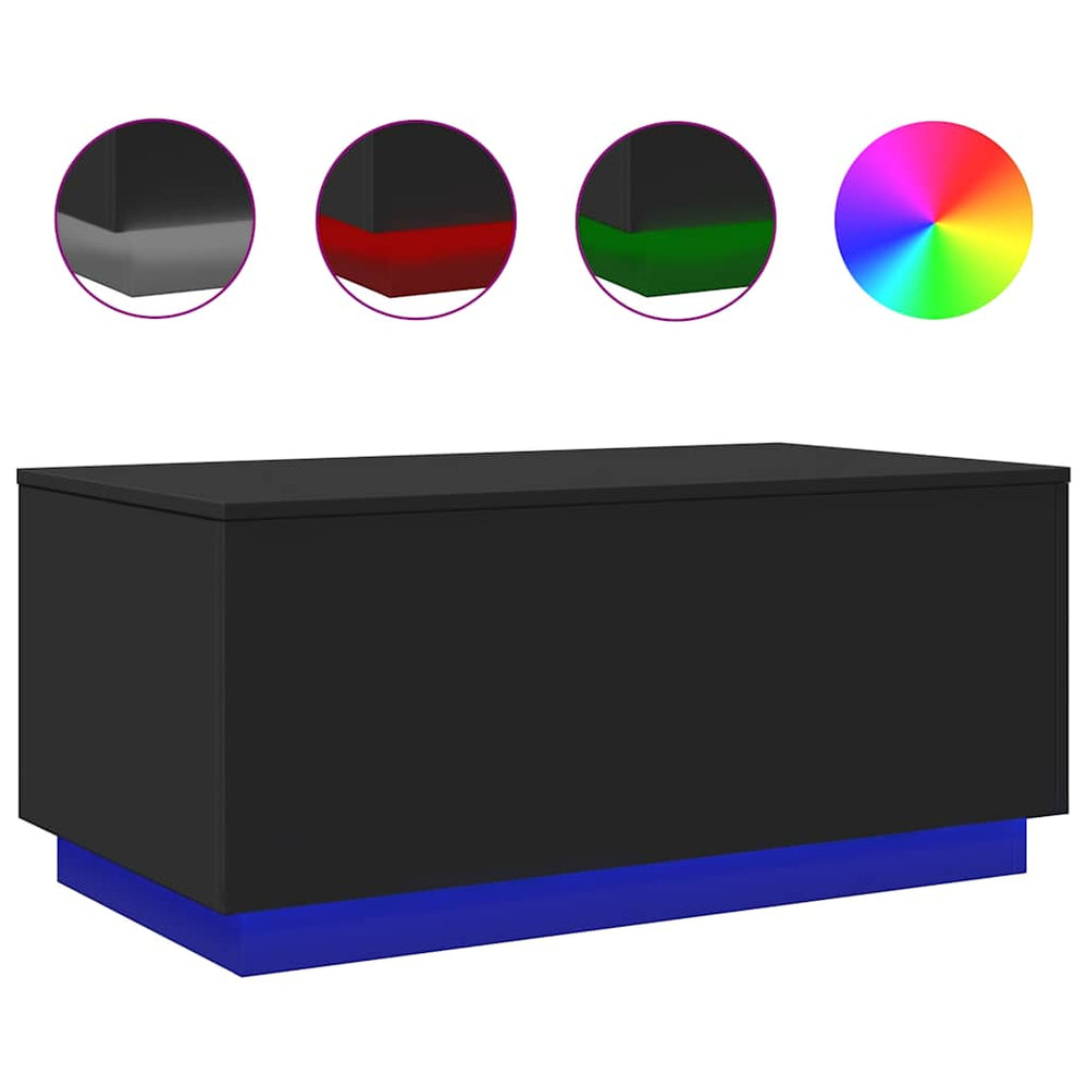 Couchtisch mit LED Schwarz 90x50 cm