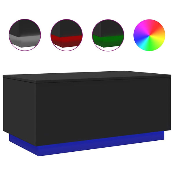 Couchtisch mit LED Schwarz 90x50 cm