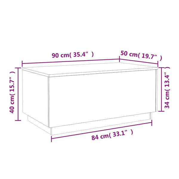 Couchtisch mit LED Schwarz 90x50 cm
