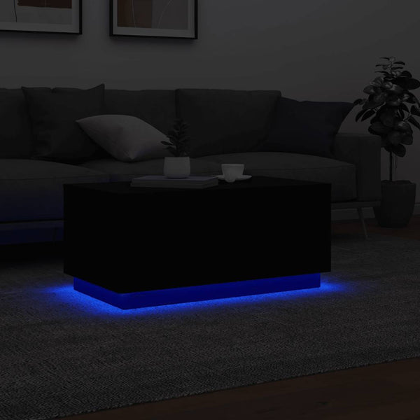 Couchtisch mit LED Schwarz 90x50 cm