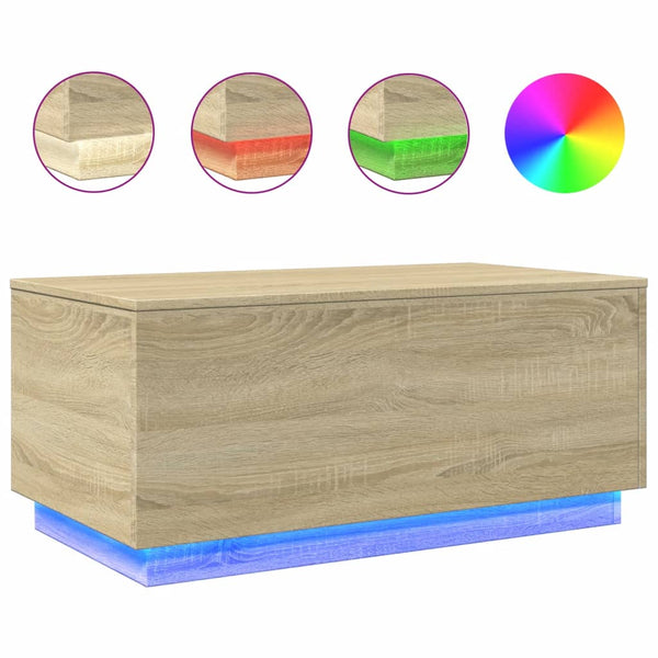 LED Couchtisch Sonoma Eiche 90x50 cm