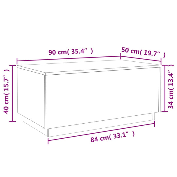 LED Couchtisch Sonoma Eiche 90x50 cm
