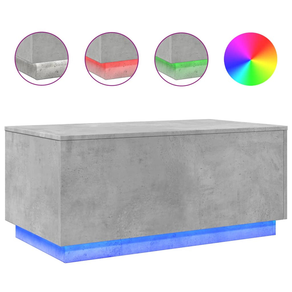 LED Couchtisch Betongrau 90x50 cm