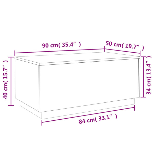LED Couchtisch Betongrau 90x50 cm