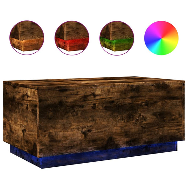 Couchtisch Räuchereiche mit LED 90x50 cm