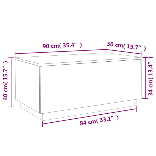 Couchtisch Räuchereiche mit LED 90x50 cm