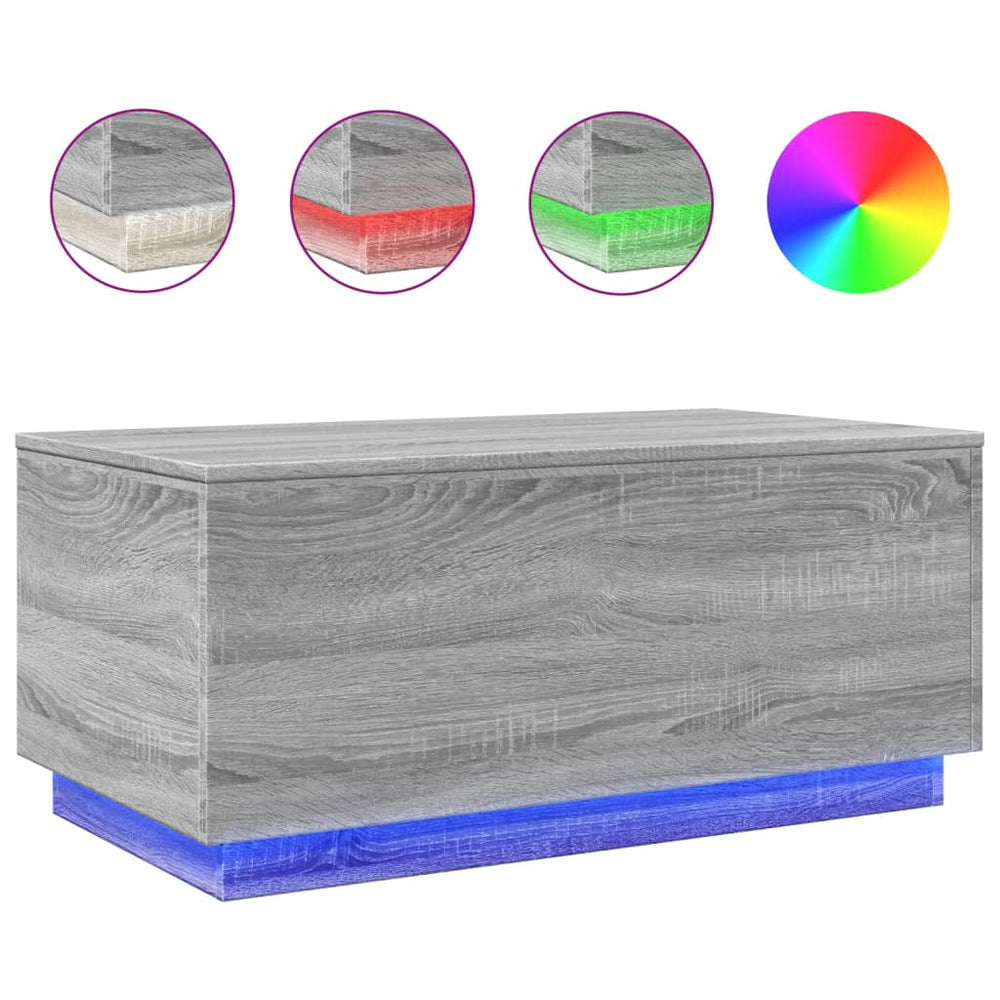 LED Couchtisch Grau Sonoma 90x50 cm