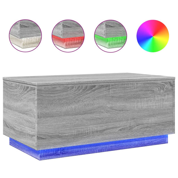 LED Couchtisch Grau Sonoma 90x50 cm