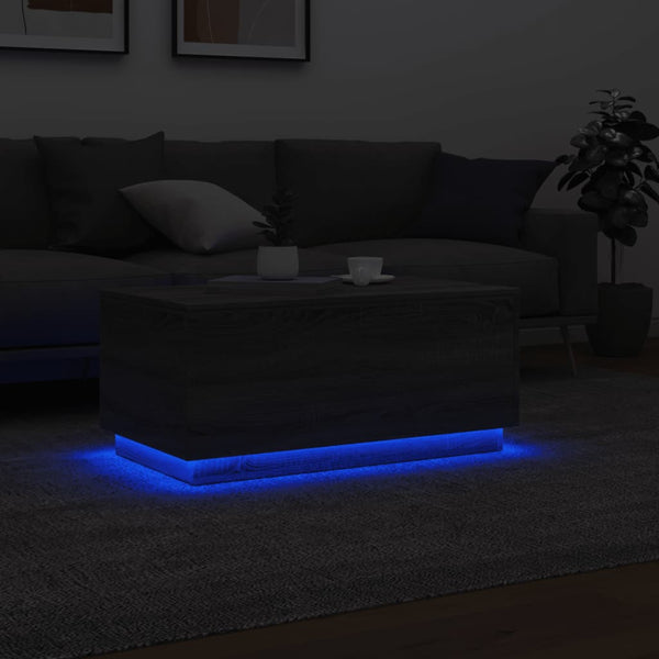 LED Couchtisch Grau Sonoma 90x50 cm