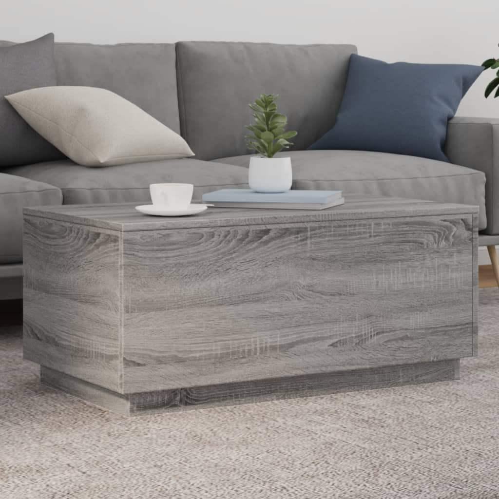 LED Couchtisch Grau Sonoma 90x50 cm