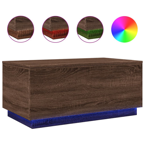 Couchtisch mit LED Braun Eichen-Optik 90x50 cm