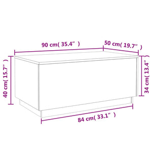 Couchtisch mit LED Braun Eichen-Optik 90x50 cm