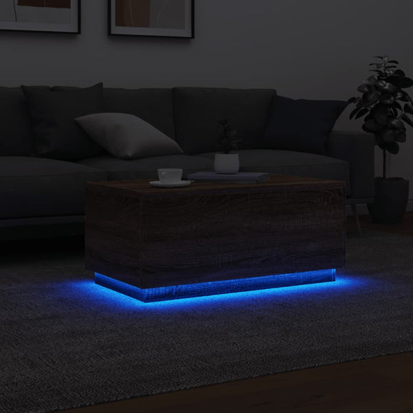 Couchtisch mit LED Braun Eichen-Optik 90x50 cm