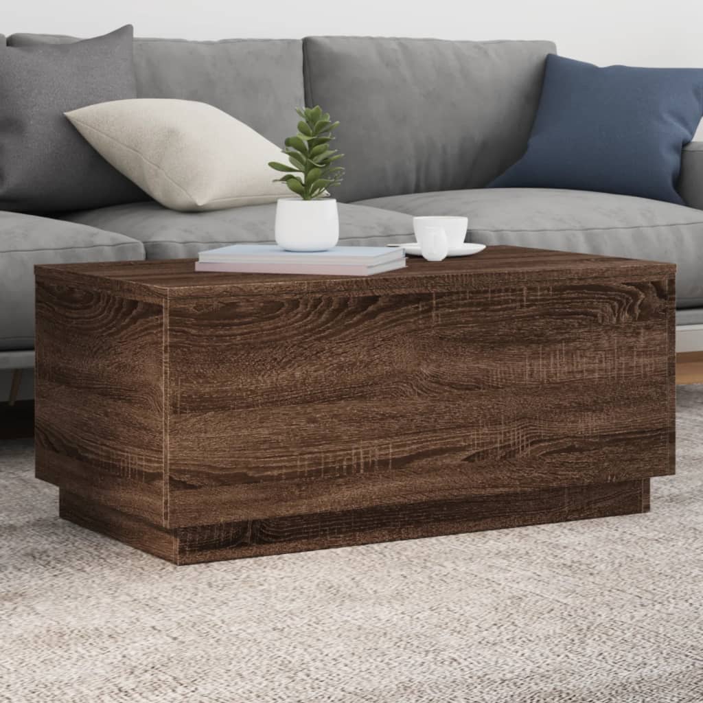 Couchtisch mit LED Braun Eichen-Optik 90x50 cm