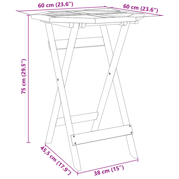 Klappbarer Gartentisch Akazie Ø60cm