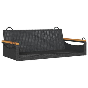 Schwarze Hängebank Poly Rattan 109 cm