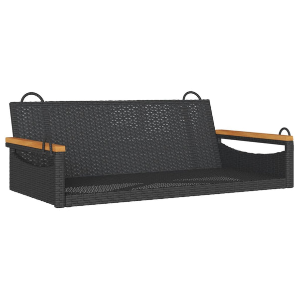 Schwarze Hängebank Poly Rattan 109 cm