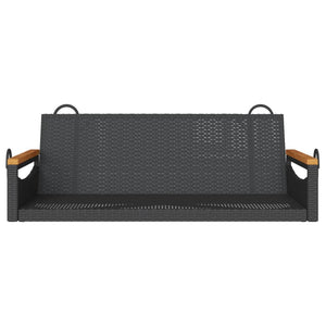 Schwarze Hängebank Poly Rattan 109 cm