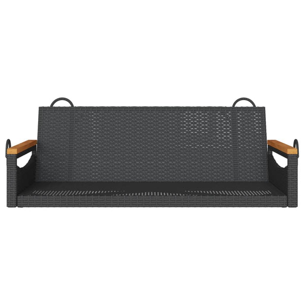 Schwarze Hängebank Poly Rattan 109 cm