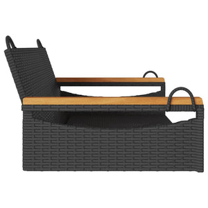 Schwarze Hängebank Poly Rattan 109 cm