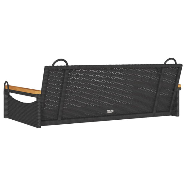 Schwarze Hängebank Poly Rattan 109 cm