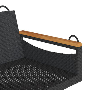 Schwarze Hängebank Poly Rattan 109 cm
