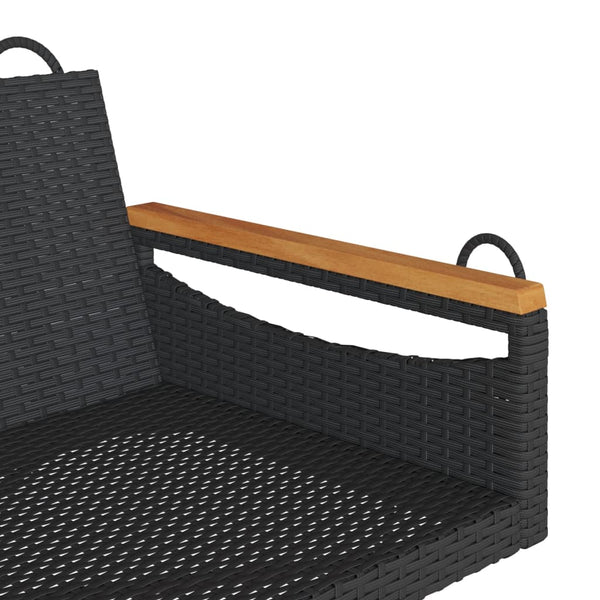 Schwarze Hängebank Poly Rattan 109 cm