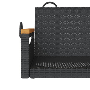 Schwarze Hängebank Poly Rattan 109 cm