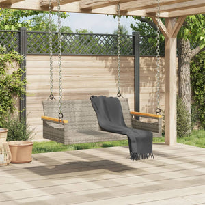 Hängebank Grau Poly Rattan 109 cm