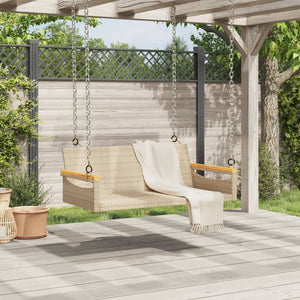 Beige Hängebank aus Polyrattan